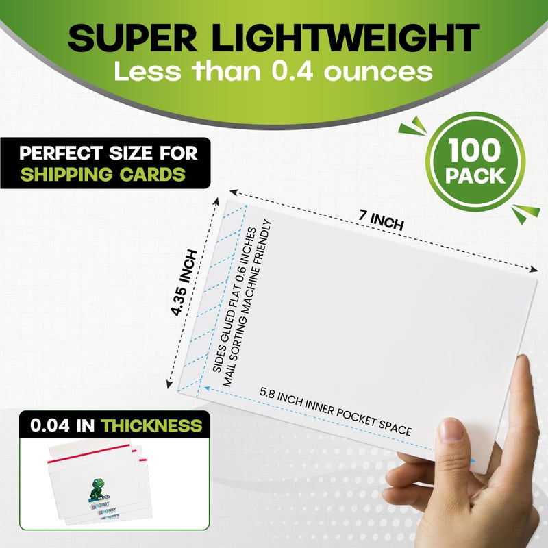 Hobby Armor 100 Pack Shell Mailer Trading Card Envelopes by Hobby Armor  7"" x 4.35"" Trading Card Mailers for Shipping  Perfect Sized Shipping Envelope for Mailing Semi-Rigid and Toploaders  Protector Supplies - Image 2